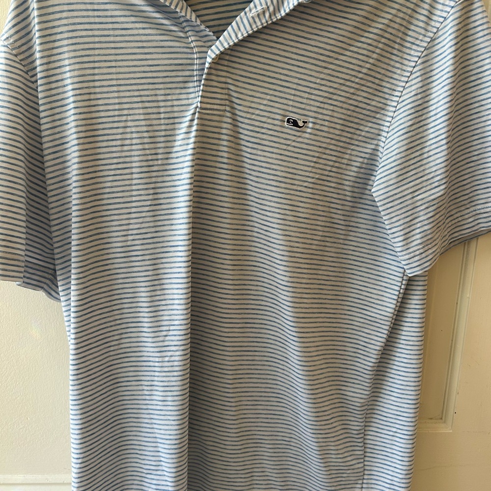 Vineyard Vines Blue and White Striped Polo
